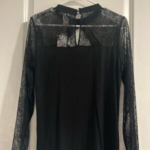 Design History Black Lace Detail Top